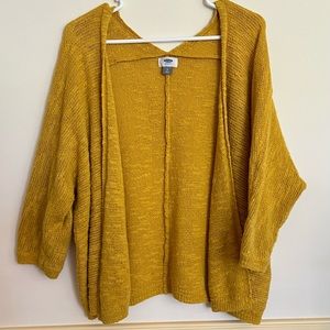 Bright yellow crop cardigan: elbow length lightweight coverup shrug: Old Navy M